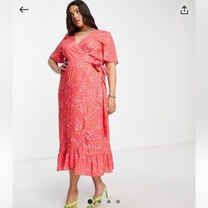 Never Fully Dressed Plus Size Ruffle Wrap Dress in Animal Spot
